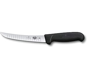 Victorinox 6 Inch Stiff Curved Wide Gtranton Edge Boning Knife Fibrox Handle (5.6523.15) LARGE
