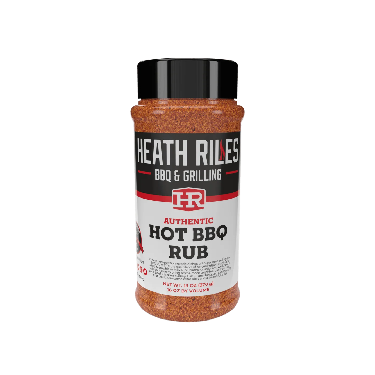 Heath Riles Hot BBQ Rub 13oz Shaker MAIN
