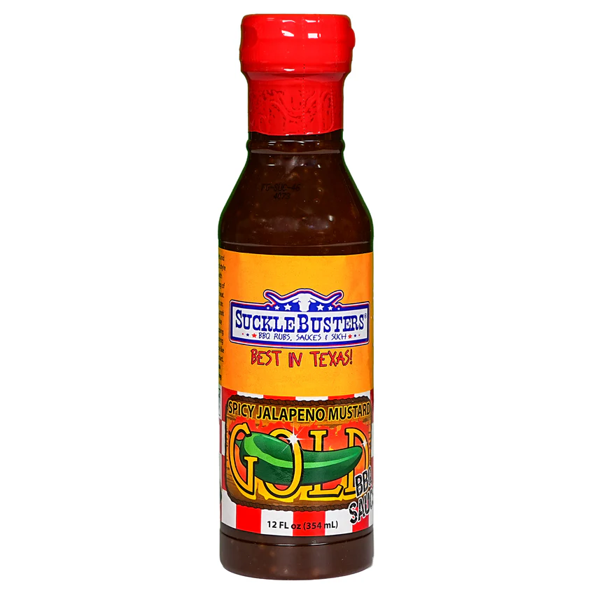 Suckle Busters Spicy Jalapeno Mustard Gold BBQ Sauce 12oz Bottle MAIN